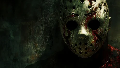 Midnight slasher mask watches from a gorgeously grim void