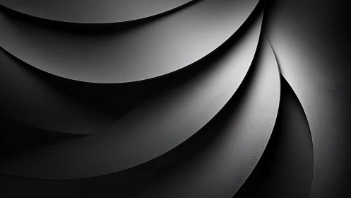 Minimalist black layered abstract background with curved shadows.