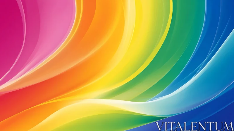 Curved spectrum waves form a luminous abstract chromatic vortex