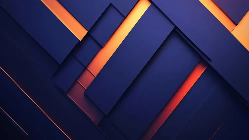 Layered geometric abstraction with luminous gradients in 3D panels.