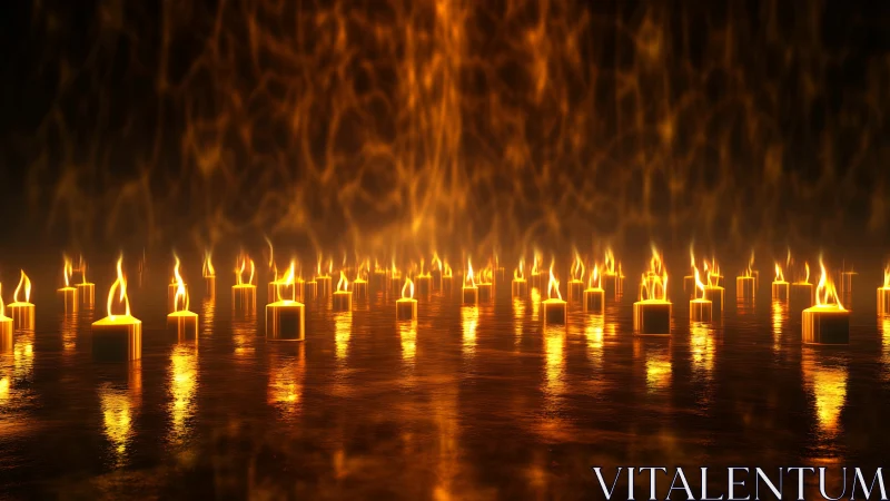 Eternal Flames Dance Across Liquid Gold Waters
