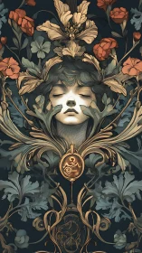 Dreaming in wildflowers and golden art nouveau hush.