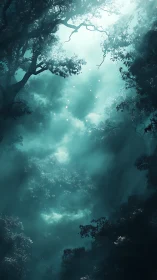 Enchanted Forest Cathedral Breathes Luminous Clouds Through Sentinel Trees