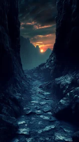 Twilight mountain pass welcomes wanderers toward the glow