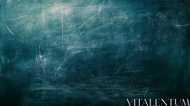 Aged teal chalkboard surface reveals dense abrasion network