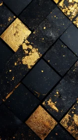 Gilded midnight tiles shimmer with splintered cosmic dust.