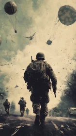 Marching into the stormy sky of war and quiet courage.