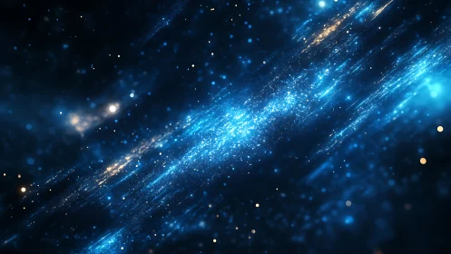 Stellar nebula stream in luminous blue particle motion.