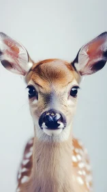 Close-up portrait of a young deer rendered in soft high-key focus
