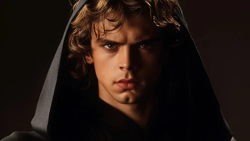 Storm-eyed young mage weighs light and shadow in silence