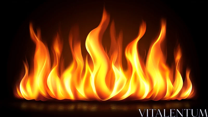 Dynamic Flame Rendering: Vibrant Yellow-Orange Fire Against Dark Background.
