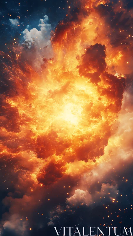 Cosmic Fire Nebula: Digital Celestial Explosion.