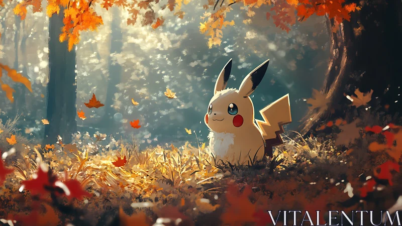 Bright woodland critter basking in amber leaflight hush.