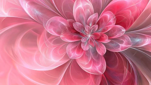 Radiant pink fractal flower unfolds in luminous soft light