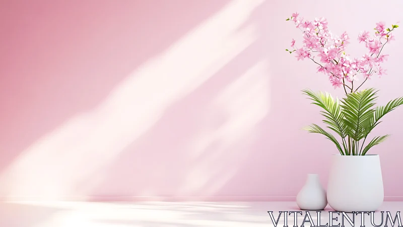 Minimalist Interior Rendering with Botanical Elements.