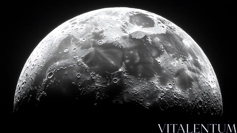 Lunar terminator close-up with crisp crater relief details.