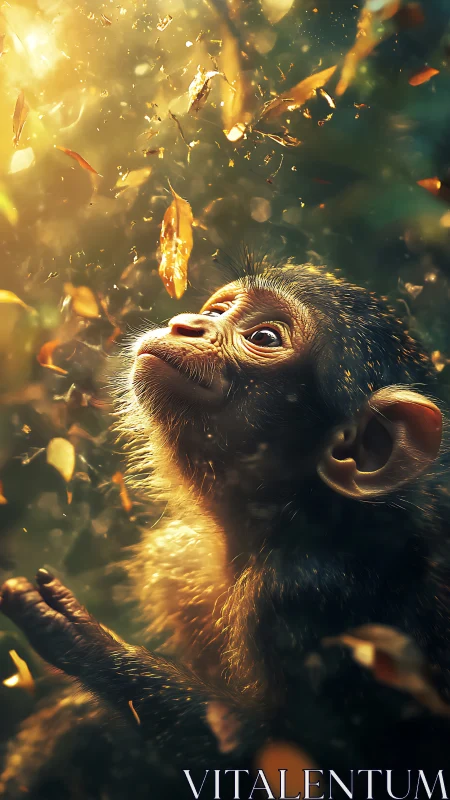 Backlit juvenile primate rendered with high-detail volumetric lighting