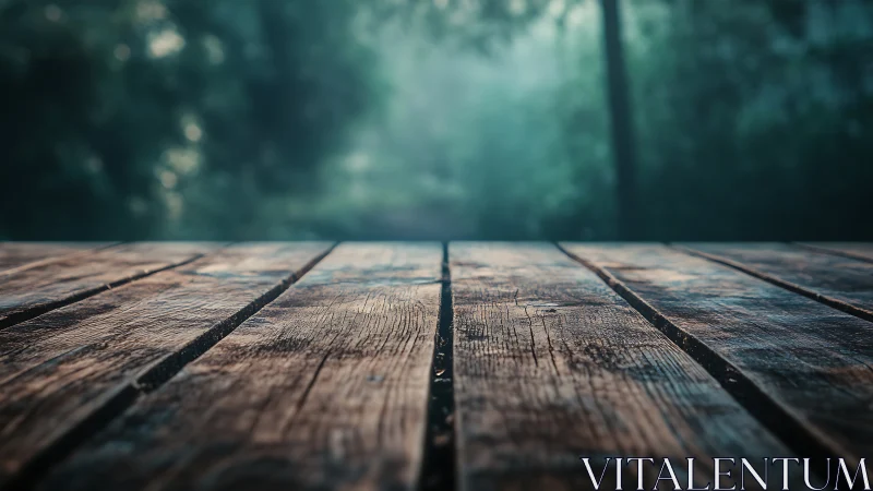 Wooden Boardwalk Through a Dreamy Forest Mist.