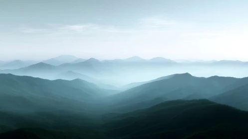 Gentle misty mountains inviting a quiet moment of calm.