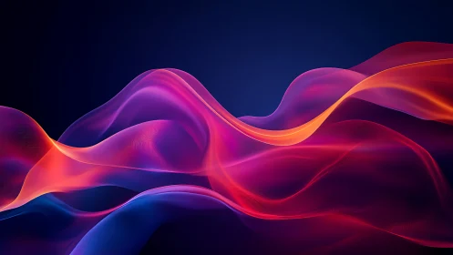 Abstract gradient light waves on dark digital background.