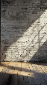 Sunlit brick hush and honeyed floorboards in quiet pause.