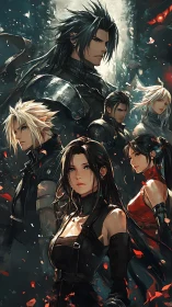 Battle-hardened anime squad faces storm of burning petals.