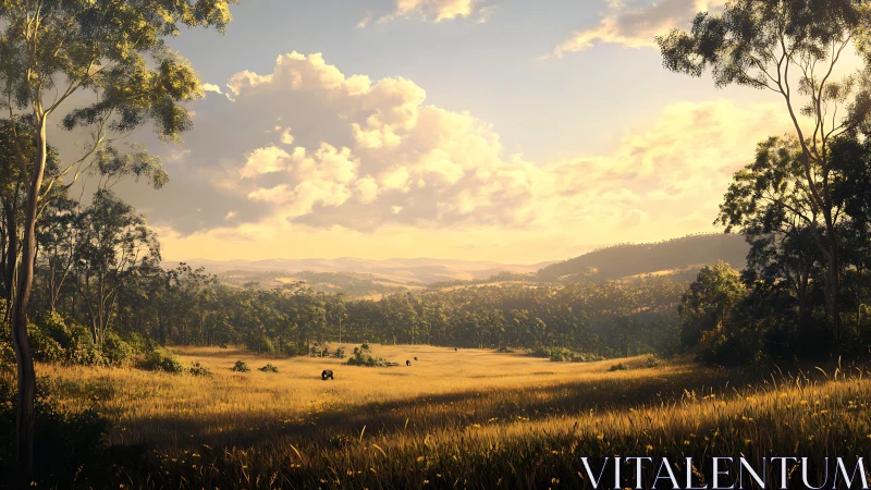 Digital rendering depicts layered hills, trees and open grassland