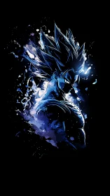 Starlit warrior bursting from midnight inkstorm aura.