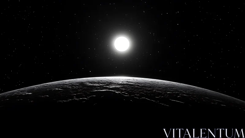 Lunar horizon whispers toward a brilliant star-crowned dawn