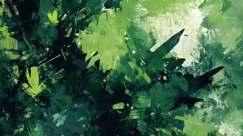Lush abstract green foliage suggests an energetic forest dream