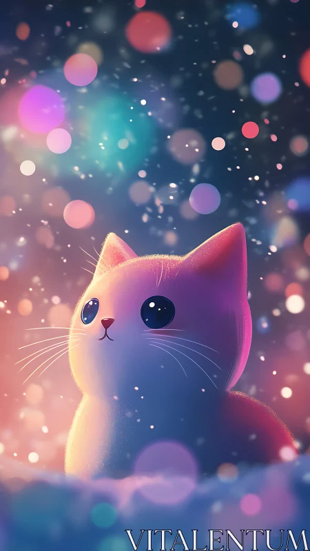 Luminescent Feline Dreams in Bokeh Paradise.