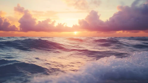 Sunlit waves rehearse their soft symphony beneath pastel skies