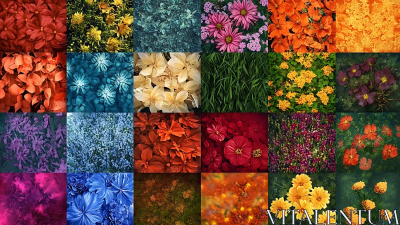 Floral color grid montage with vivid tonal gradations across hues.
