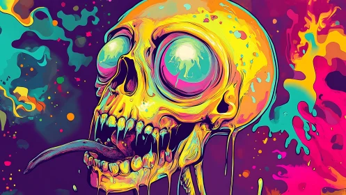 Chromatic liquefied skull with extruded ocular vortices.
