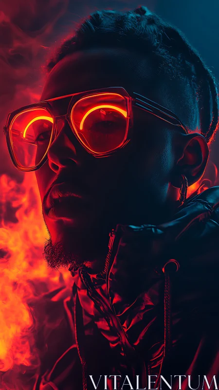 Neon crowned icon in blazing red vapor and electric shadow.