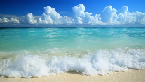 Calm turquoise waves welcoming you to a sunlit shore.