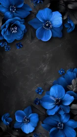 Stunning Blue Flowers Dance Across Dark Stone Background