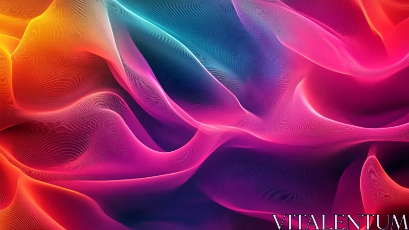 Flowing neon waves of color invite a dreamy visual escape.