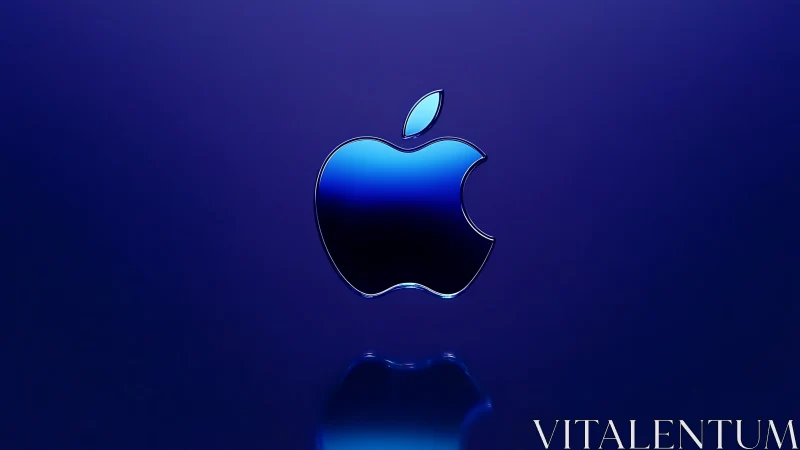 Apple Logo Glows with Neon Blue Brilliance