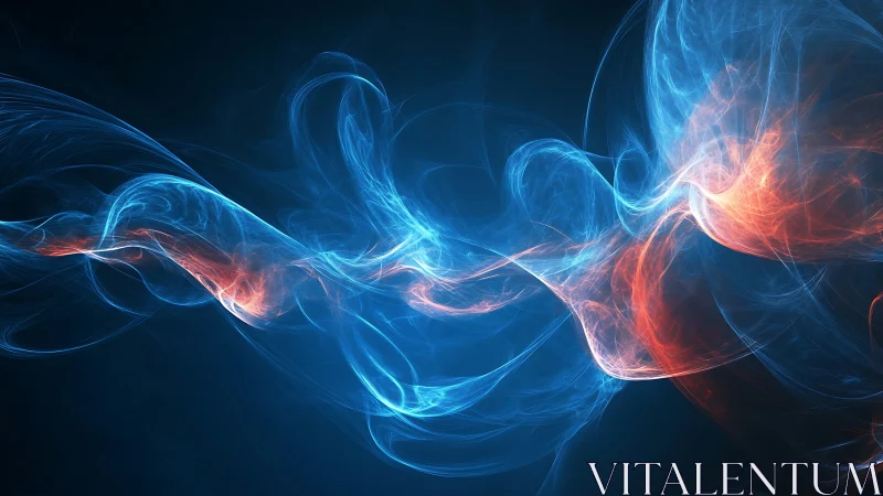 Electric blue and orange energy streams swirl through dark space