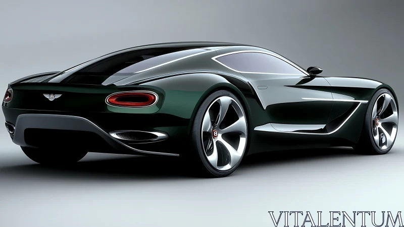 Sleek dark green luxury sports coupe on clean gray backdrop.