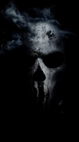 Smoke-wreathed skull mask emerges from the midnight void
