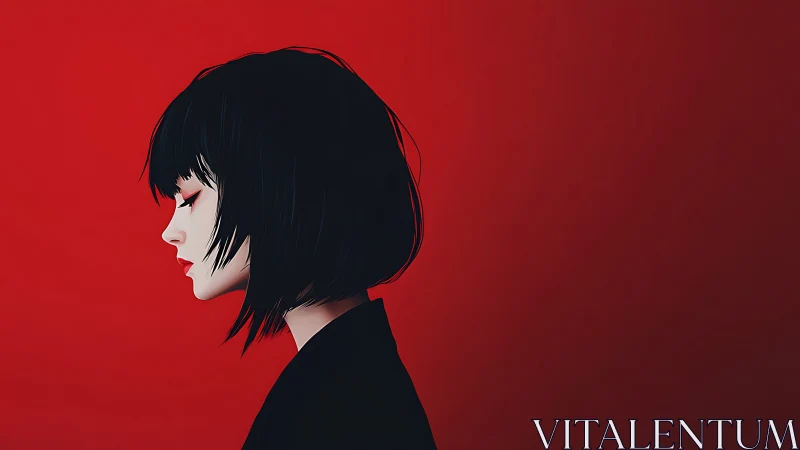 Profiled noir silhouette against saturated red field.