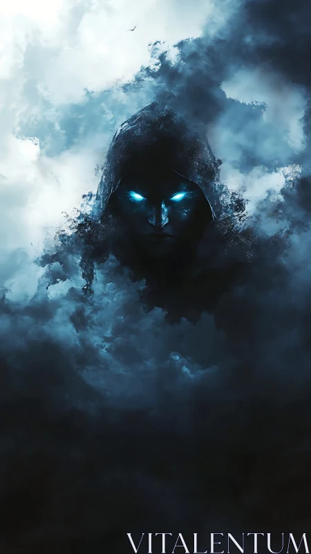 Stormborn wraith peers through thunderclouds with neon eyes