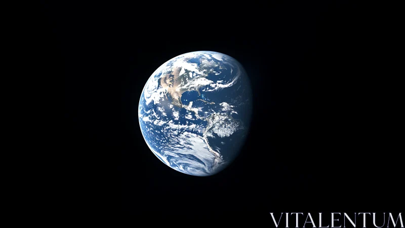 Earth viewed from space against black background field.