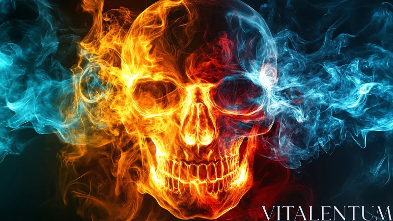 Skull of twin storms burns between rivers of flame and frost