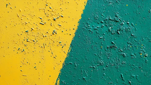 Sunlit yellow collides with teal in textured paint duel.