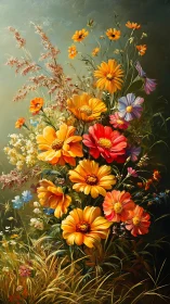 Vibrant Gerberas and Mixed Botanicals Arranged in Classical Floral Composition