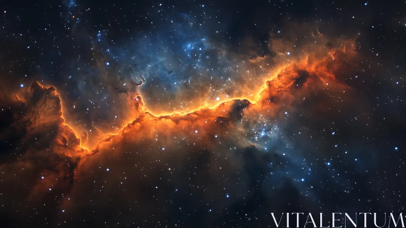 Flamecrest Nebula rips a molten path through midnight cosmos.