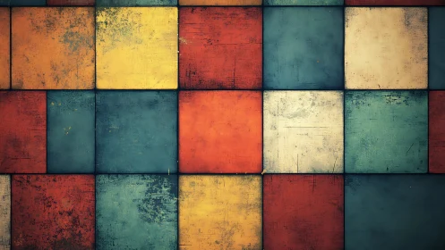 Weathered color tiles staging a retro geometric daydream.